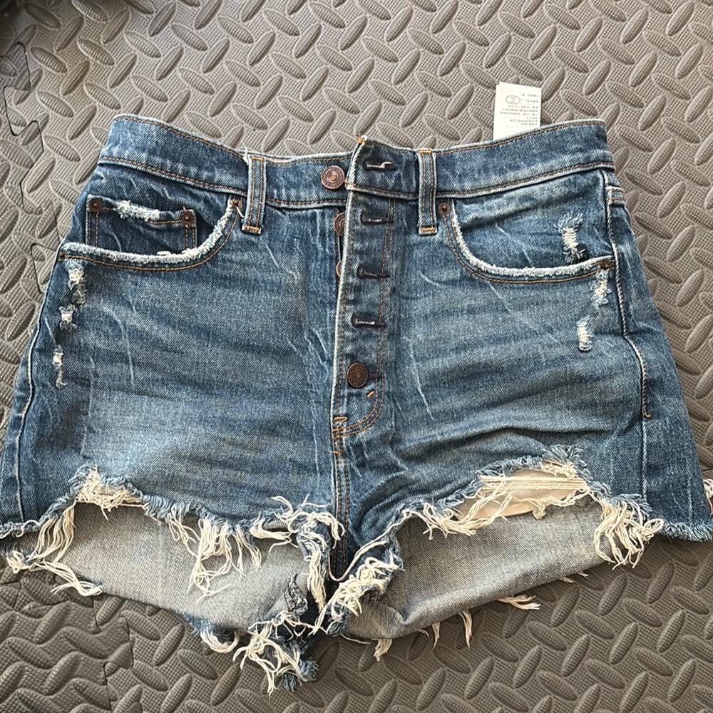 Abercrombie & Fitch Blue Distressed Jean Shorts